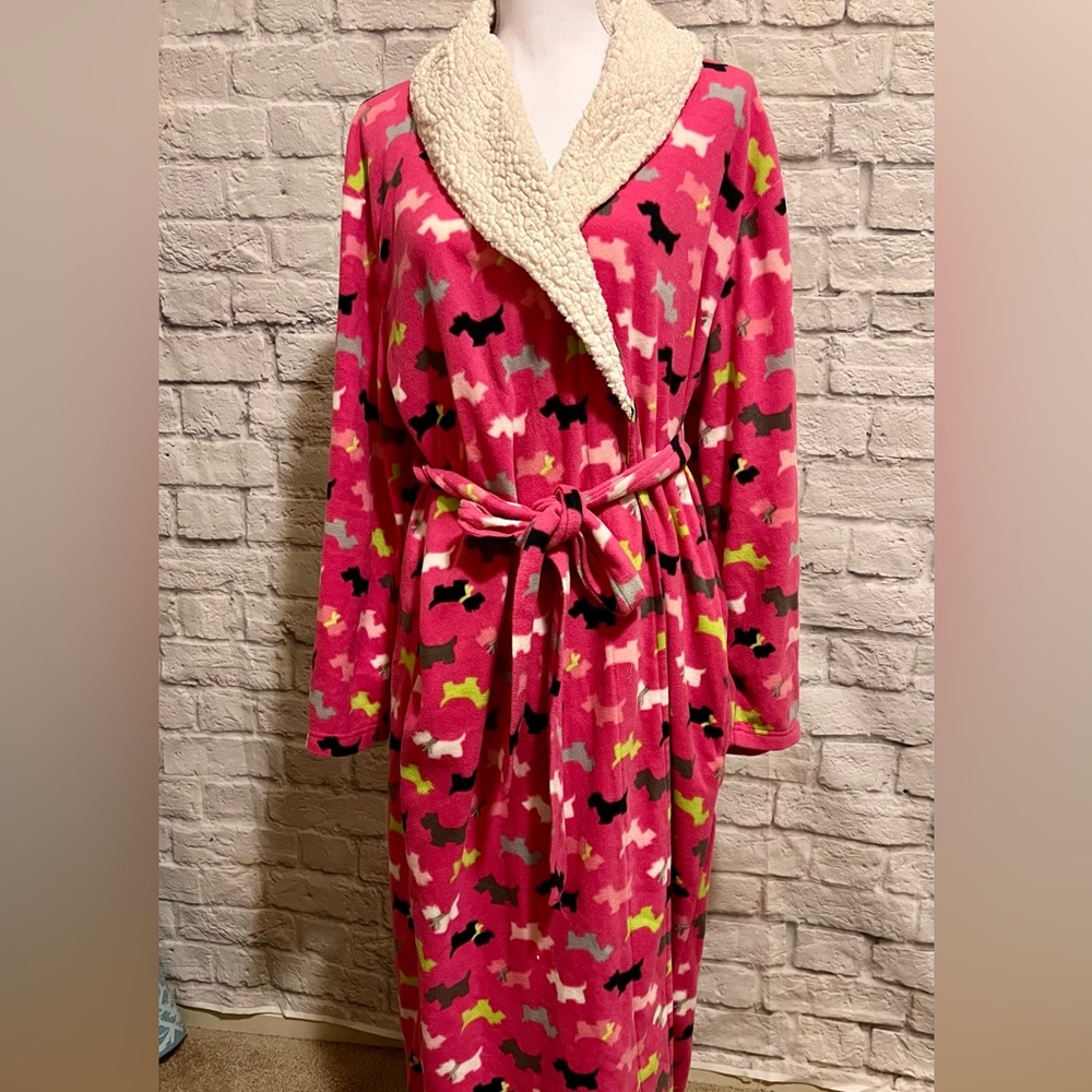 Dearfoams puppies Robe Womens Sherpa Collar Size 1X